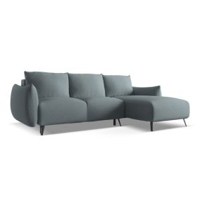 Narożnik prawostronny z funkcją spania Makamii Malie z tkaniny szenilowej 242x162 cm jeans 1 szt.