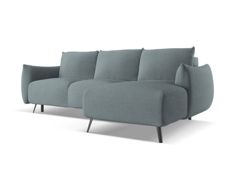 Narożnik prawostronny z funkcją spania Makamii Malie z tkaniny szenilowej 242x162 cm jeans 1 szt.