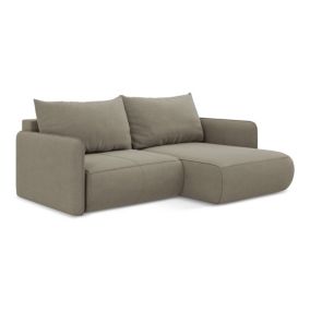 Narożnik prawostronny z funkcją spania Makamii Nanea z tkaniny strukturalnej 207x148 cm ciemny beż 1 szt.