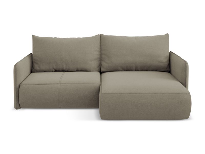Narożnik prawostronny z funkcją spania Makamii Nanea z tkaniny strukturalnej 207x148 cm ciemny beż 1 szt.