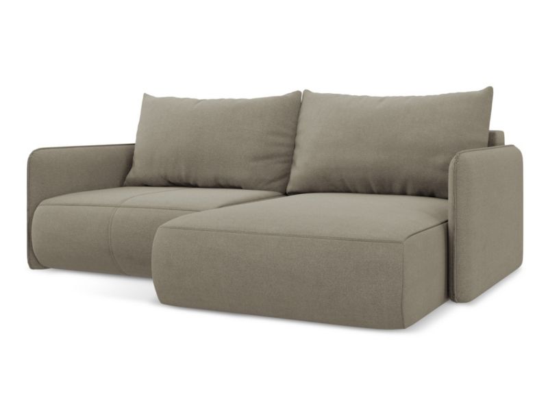 Narożnik prawostronny z funkcją spania Makamii Nanea z tkaniny strukturalnej 207x148 cm ciemny beż 1 szt.