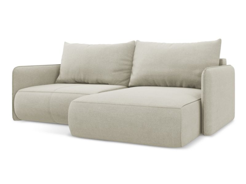 Narożnik prawostronny z funkcją spania Makamii Nanea z tkaniny strukturalnej 207x148 cm jasny beż 1 szt.