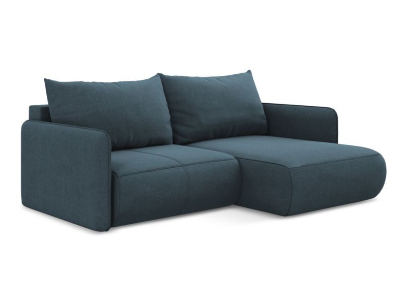 Narożnik prawostronny z funkcją spania Makamii Nanea z tkaniny strukturalnej 207x148 cm jeans 1 szt.
