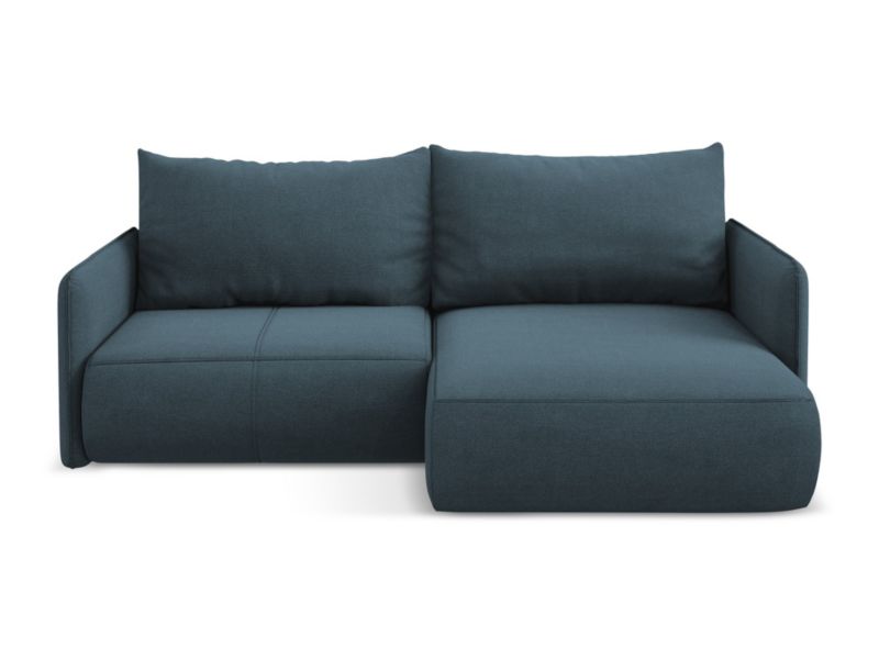 Narożnik prawostronny z funkcją spania Makamii Nanea z tkaniny strukturalnej 207x148 cm jeans 1 szt.