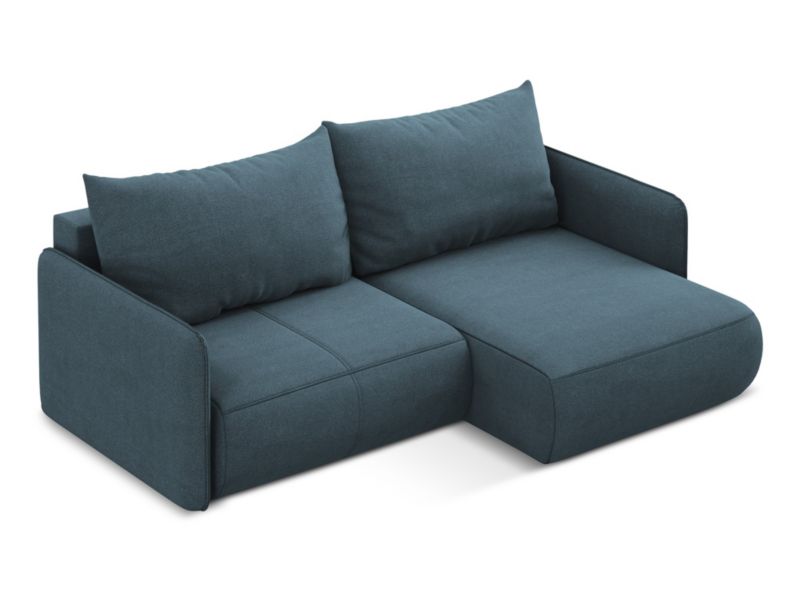 Narożnik prawostronny z funkcją spania Makamii Nanea z tkaniny strukturalnej 207x148 cm jeans 1 szt.
