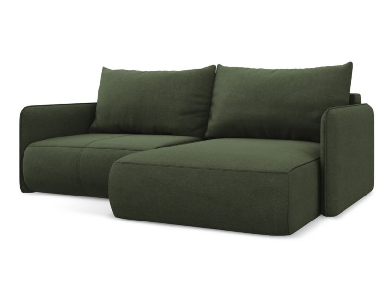 Narożnik prawostronny z funkcją spania Makamii Nanea z tkaniny strukturalnej 207x148 cm oliwkowy 1 szt.