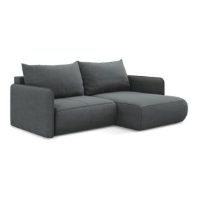 Narożnik prawostronny z funkcją spania Makamii Nanea z tkaniny strukturalnej 207x148 cm szary 1 szt.
