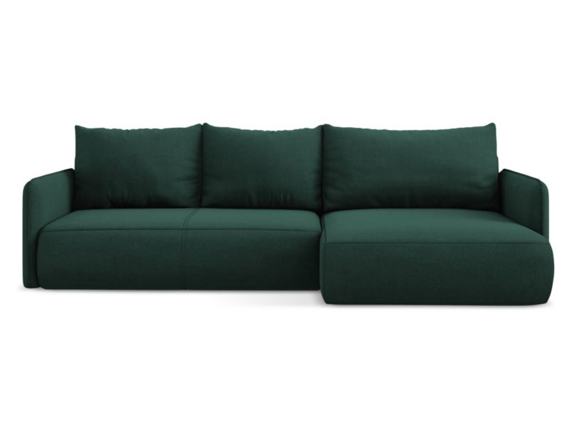 Narożnik prawostronny z funkcją spania Makamii Nanea z tkaniny strukturalnej 240x148 cm butelkowa zieleń 1 szt.