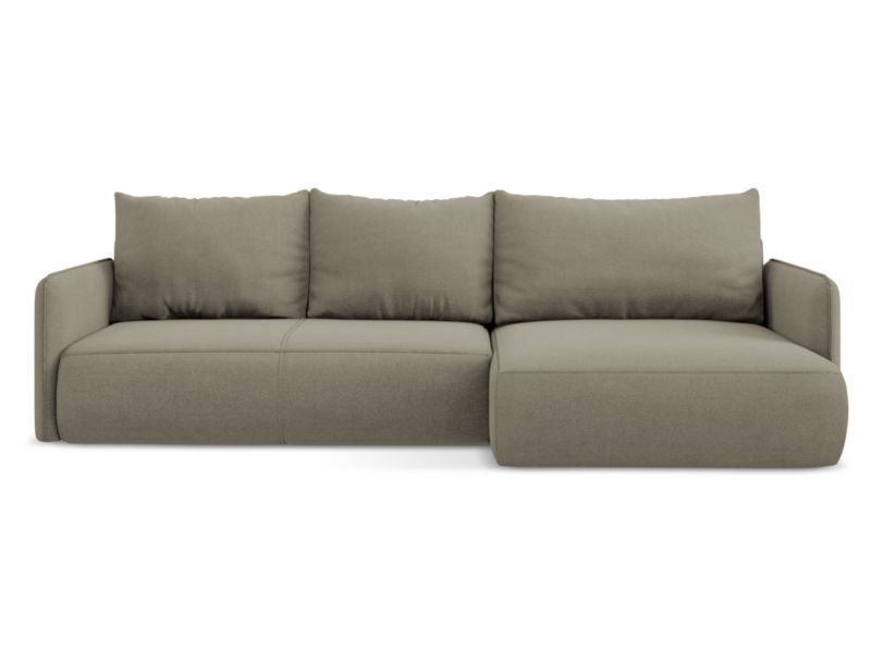 Narożnik prawostronny z funkcją spania Makamii Nanea z tkaniny strukturalnej 240x148 cm ciemny beż 1 szt.