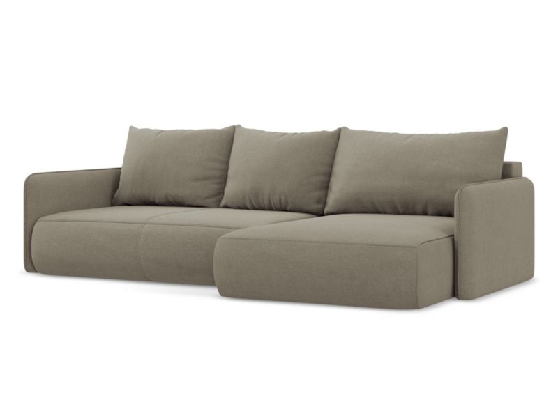 Narożnik prawostronny z funkcją spania Makamii Nanea z tkaniny strukturalnej 240x148 cm ciemny beż 1 szt.