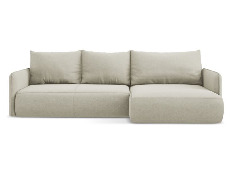 Narożnik prawostronny z funkcją spania Makamii Nanea z tkaniny strukturalnej 240x148 cm jasny beż 1 szt.