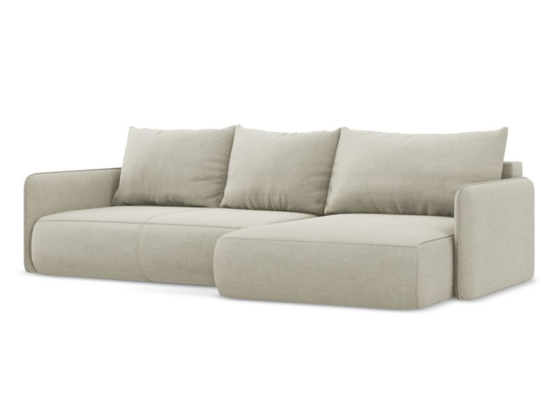 Narożnik prawostronny z funkcją spania Makamii Nanea z tkaniny strukturalnej 240x148 cm jasny beż 1 szt.