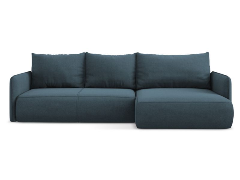 Narożnik prawostronny z funkcją spania Makamii Nanea z tkaniny strukturalnej 240x148 cm jeans 1 szt.