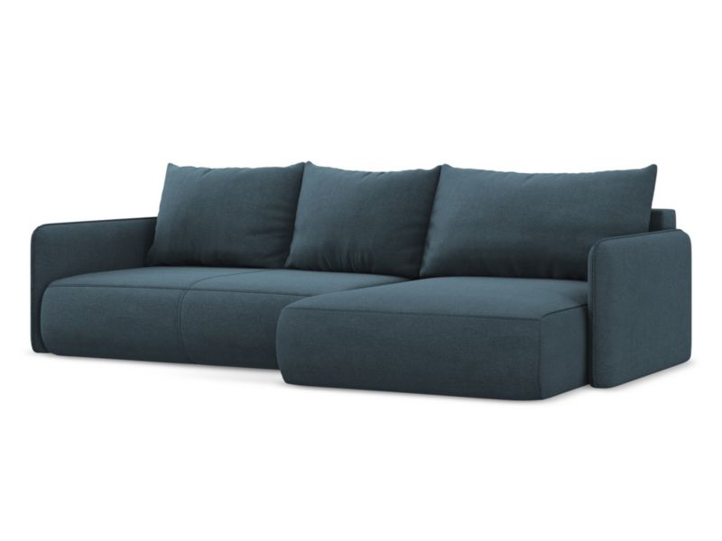 Narożnik prawostronny z funkcją spania Makamii Nanea z tkaniny strukturalnej 240x148 cm jeans 1 szt.
