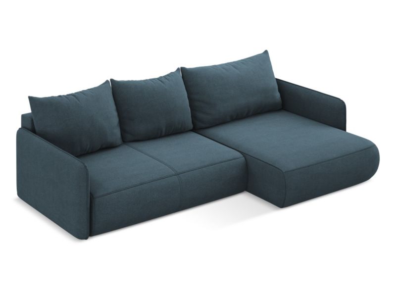 Narożnik prawostronny z funkcją spania Makamii Nanea z tkaniny strukturalnej 240x148 cm jeans 1 szt.