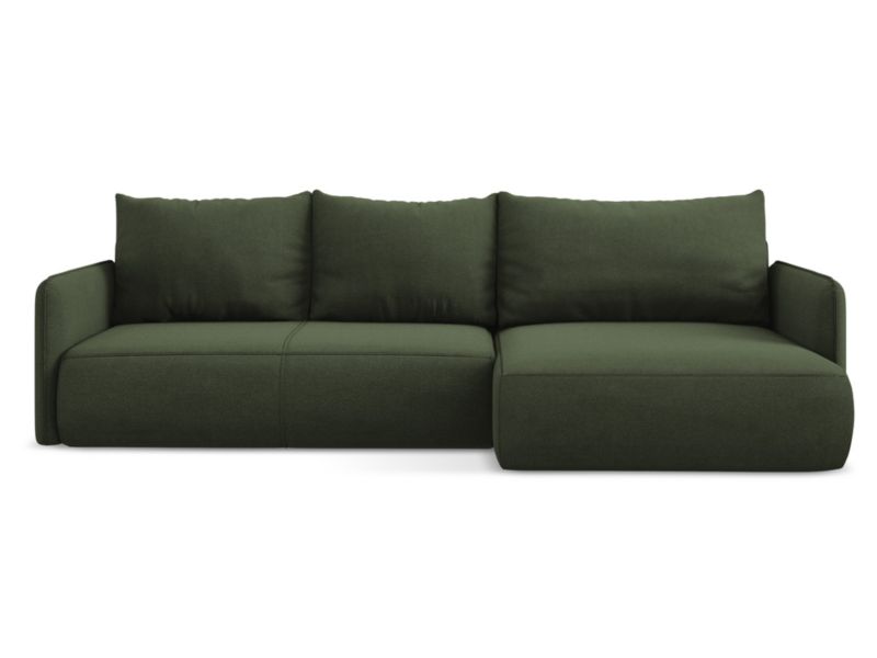Narożnik prawostronny z funkcją spania Makamii Nanea z tkaniny strukturalnej 240x148 cm oliwkowy 1 szt.