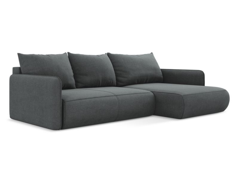 Narożnik prawostronny z funkcją spania Makamii Nanea z tkaniny strukturalnej 240x148 cm szary 1 szt.