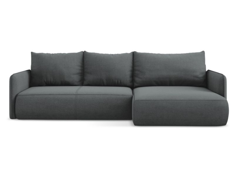 Narożnik prawostronny z funkcją spania Makamii Nanea z tkaniny strukturalnej 240x148 cm szary 1 szt.