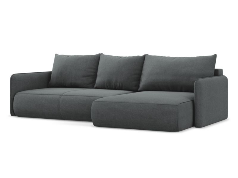 Narożnik prawostronny z funkcją spania Makamii Nanea z tkaniny strukturalnej 240x148 cm szary 1 szt.