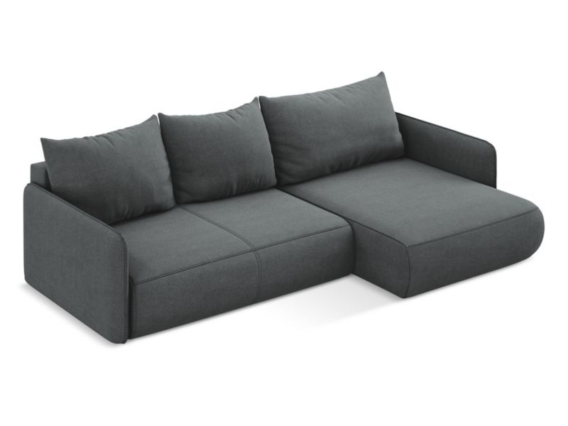 Narożnik prawostronny z funkcją spania Makamii Nanea z tkaniny strukturalnej 240x148 cm szary 1 szt.