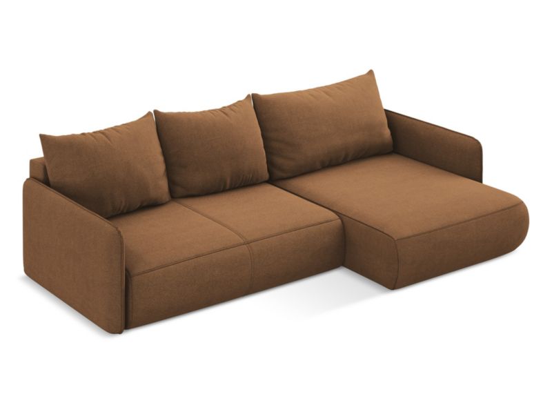 Narożnik prawostronny z funkcją spania Makamii Nanea z tkaniny strukturalnej 240x148 cm terakota 1 szt.