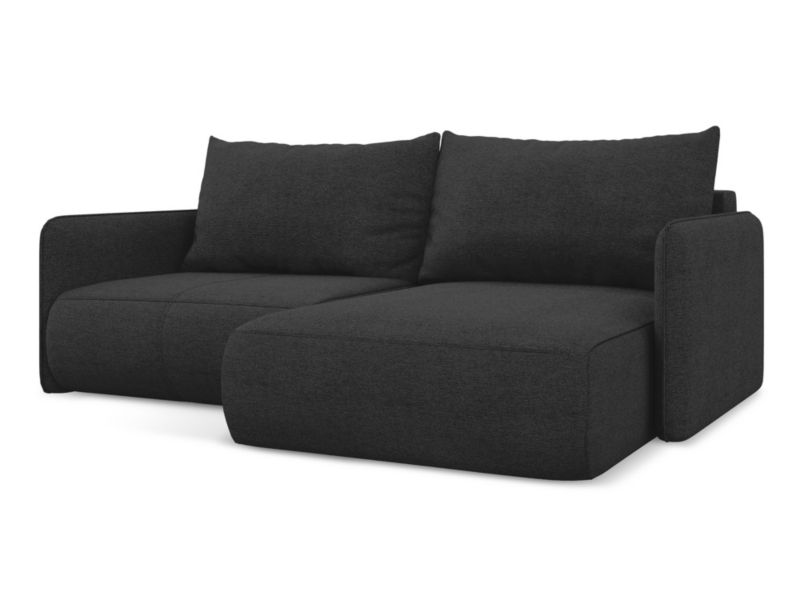Narożnik prawostronny z funkcją spania Makamii Nanea z tkaniny szenilowej 207x148 cm antracyt 1 szt.
