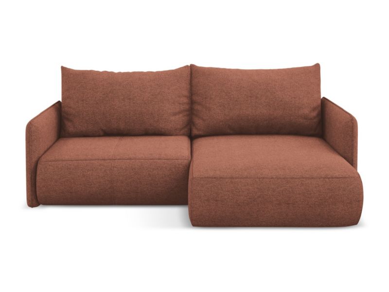 Narożnik prawostronny z funkcją spania Makamii Nanea z tkaniny szenilowej 207x148 cm brudny róż 1 szt.
