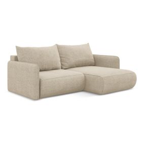 Narożnik prawostronny z funkcją spania Makamii Nanea z tkaniny szenilowej 207x148 cm ciemny beż 1 szt.