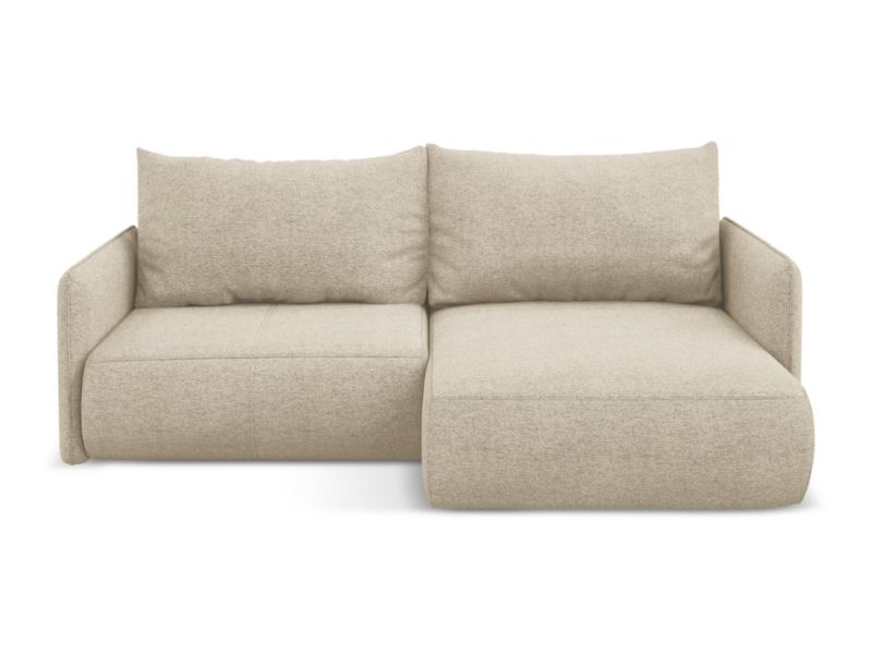 Narożnik prawostronny z funkcją spania Makamii Nanea z tkaniny szenilowej 207x148 cm ciemny beż 1 szt.