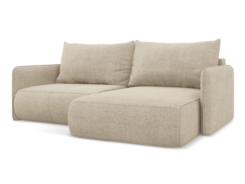 Narożnik prawostronny z funkcją spania Makamii Nanea z tkaniny szenilowej 207x148 cm ciemny beż 1 szt.
