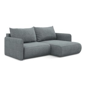 Narożnik prawostronny z funkcją spania Makamii Nanea z tkaniny szenilowej 207x148 cm jeans 1 szt.