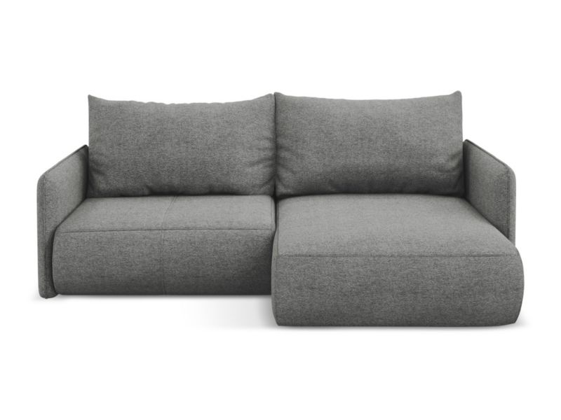 Narożnik prawostronny z funkcją spania Makamii Nanea z tkaniny szenilowej 207x148 cm słoniowy 1 szt.