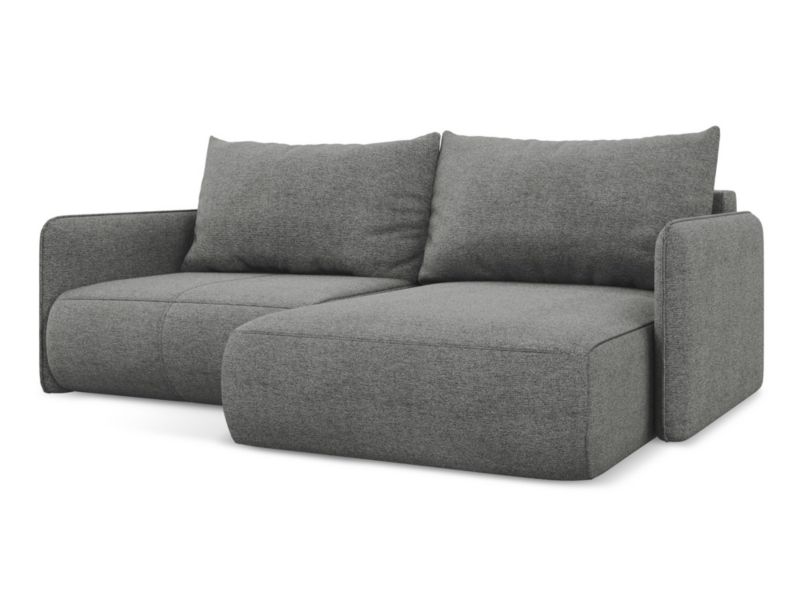 Narożnik prawostronny z funkcją spania Makamii Nanea z tkaniny szenilowej 207x148 cm słoniowy 1 szt.