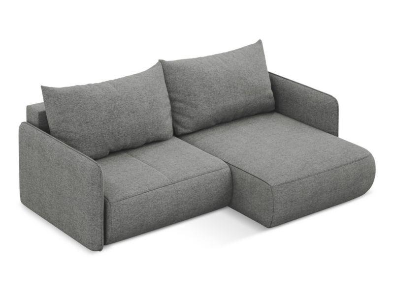 Narożnik prawostronny z funkcją spania Makamii Nanea z tkaniny szenilowej 207x148 cm słoniowy 1 szt.