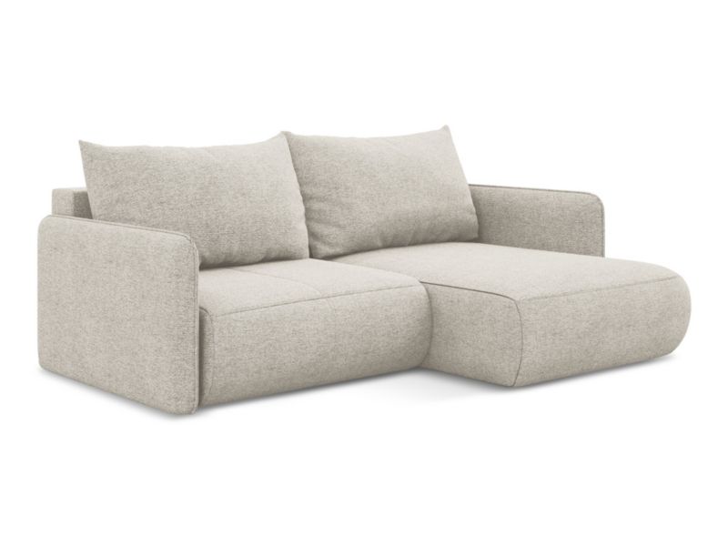 Narożnik prawostronny z funkcją spania Makamii Nanea z tkaniny szenilowej 207x148 cm srebrny 1 szt.