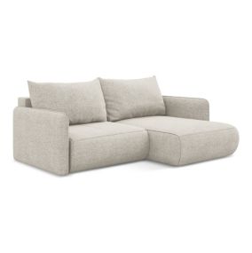Narożnik prawostronny z funkcją spania Makamii Nanea z tkaniny szenilowej 207x148 cm srebrny 1 szt.