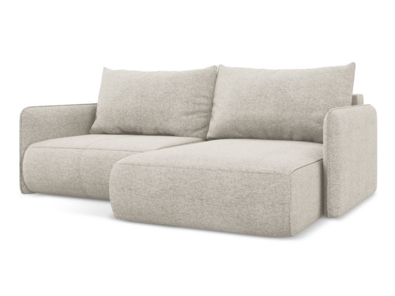 Narożnik prawostronny z funkcją spania Makamii Nanea z tkaniny szenilowej 207x148 cm srebrny 1 szt.