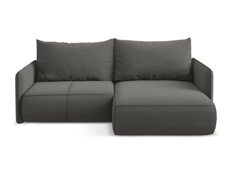 Narożnik prawostronny z funkcją spania Makamii Nanea z weluru 207x148 cm stalowy 1 szt.