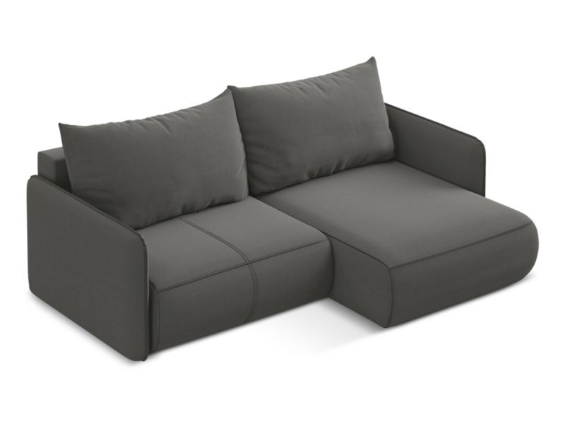Narożnik prawostronny z funkcją spania Makamii Nanea z weluru 207x148 cm stalowy 1 szt.