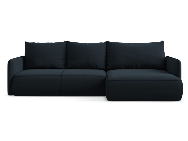 Narożnik prawostronny z funkcją spania Makamii Nanea z weluru 240x148 cm królewski niebieski 1 szt.