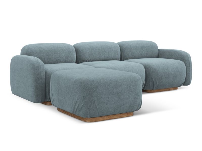 Narożnik uniwersalny Makamii Ailani z tkaniną boucle 270x190 cm jeans 1 szt.