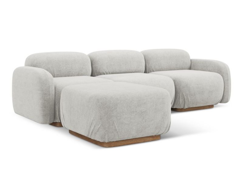 Narożnik uniwersalny Makamii Ailani z tkaniną boucle 270x190 cm srebrny 1 szt.