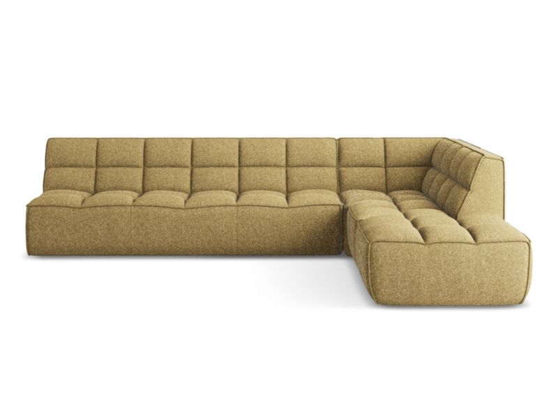 Narożnik uniwersalny Makamii Kalai z tkaniny strukturalnej 308x258 cm musztardowy 1 szt.