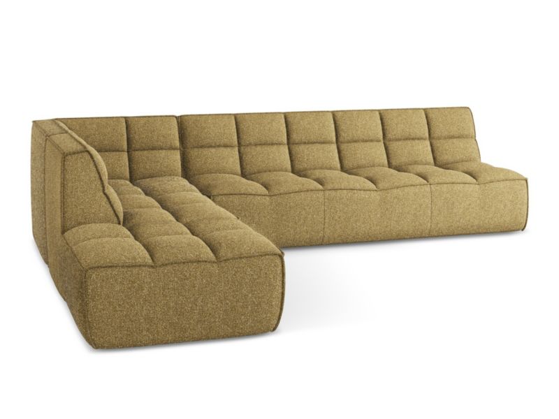 Narożnik uniwersalny Makamii Kalai z tkaniny strukturalnej 308x258 cm musztardowy 1 szt.