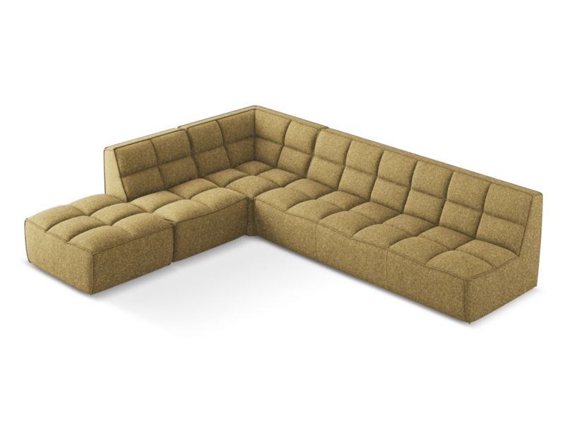 Narożnik uniwersalny Makamii Kalai z tkaniny strukturalnej 308x258 cm musztardowy 1 szt.