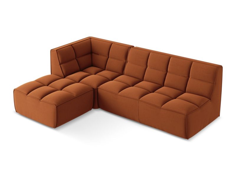 Narożnik uniwersalny Makamii Kalai z weluru 258x178 cm terakota 1 szt.