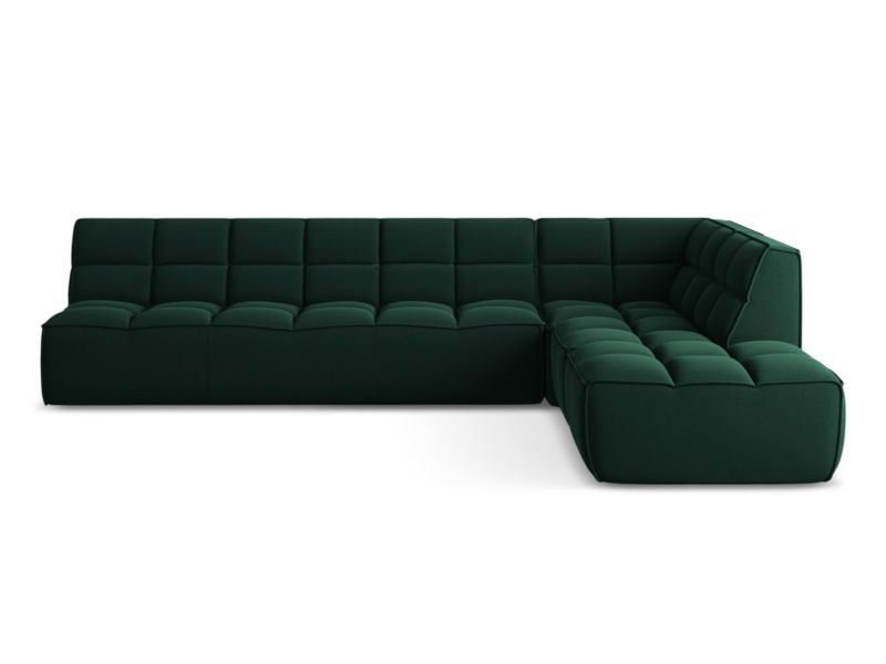 Narożnik uniwersalny Makamii Kalai z weluru 308x258 cm butelkowa zieleń 1 szt.