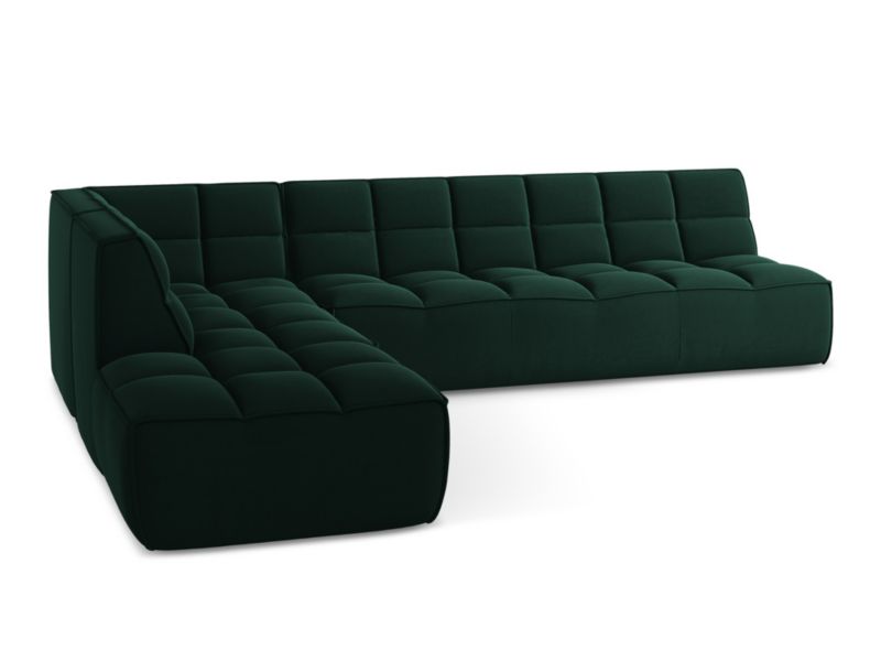 Narożnik uniwersalny Makamii Kalai z weluru 308x258 cm butelkowa zieleń 1 szt.