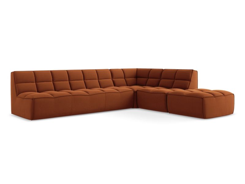 Narożnik uniwersalny Makamii Kalai z weluru 308x258 cm terakota 1 szt.