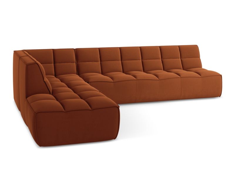 Narożnik uniwersalny Makamii Kalai z weluru 308x258 cm terakota 1 szt.